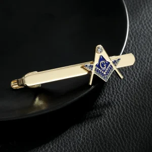 תפס עניבה גולדן עם סמלי Freemason לגברים