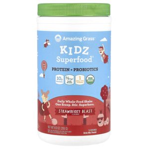 Amazing Grass Kidz Superfood תות-פצצה - אבקת חלבון לילדים