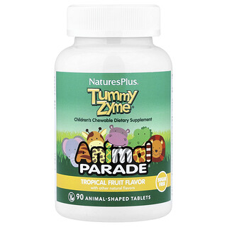 Animal Parade Tummy Zyme פירות טרופיים 90 טבליות לילדים