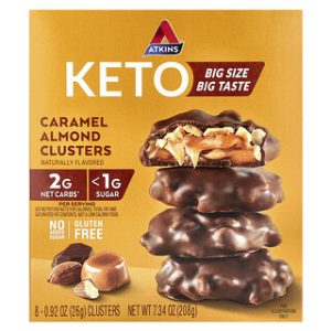 Atkins Caramel Almond Clusters - חטיפי אטקינס 8 יחידות