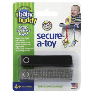 Baby Buddy Secure-A-Toy - רצועות לתלייה בטוחה - שחור,אפור