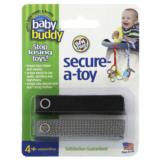 Baby Buddy Secure-A-Toy - רצועות לתלייה בטוחה - שחור,אפור