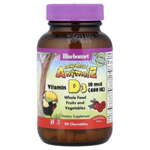Bluebonnet Vitamin D3 לילדים- פירות יער- 90 טבליות