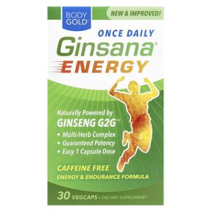 BodyGold Ginsana® Energy - כמוסות אנרגיה ללא קפאין, 30 יח'