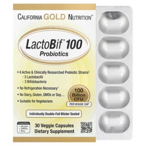 California Gold LactoBif 100 Probiotics - 30 כמוסות צמחיות