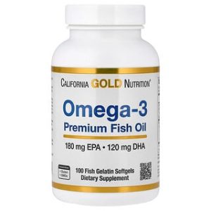 California Gold Omega-3, כמוסות שמן דגים פרימיום 100 יח'