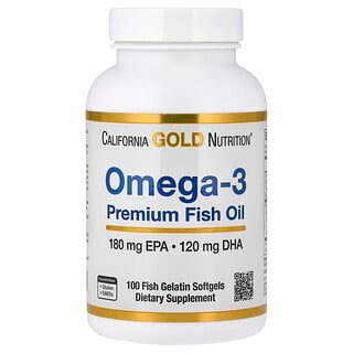 California Gold Omega-3, כמוסות שמן דגים פרימיום 100 יח'