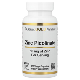 California Gold Zinc Picolinate 50mg - 120 כמוסות צמח