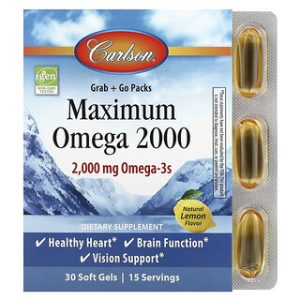 Carlson Omega 2000- כמוסות אומגה 3 לימון טבעי