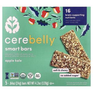 Cerebelly Smart Bars אורגני תפוח-קייל לילדים - 5 יחידות