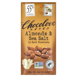 Chocolove, שוקולד מריר, שקדים ומלח ים - 90 גרם