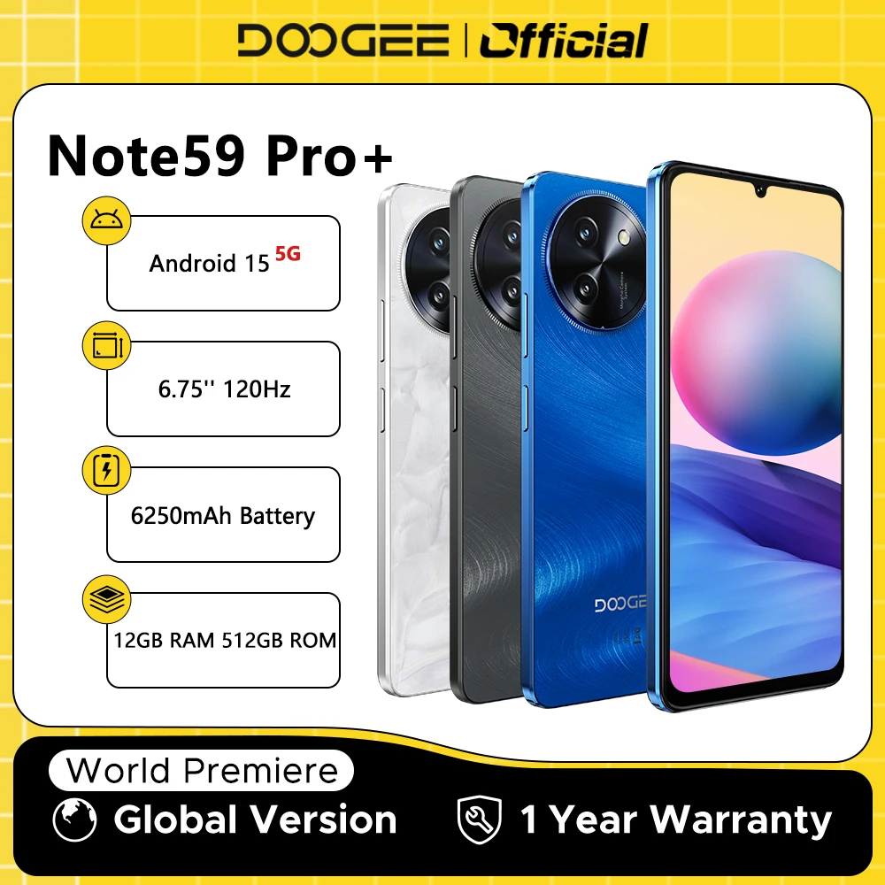 DOOGEE Note59 Pro 5G - סמארטפון Android 12GB,512GB