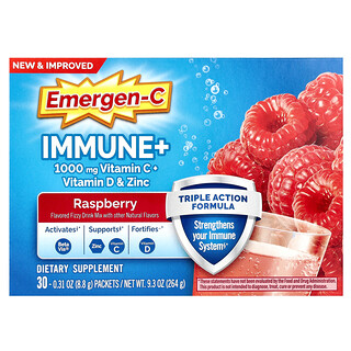 Emergen-C Immune+ ויטמין C,פטל-חיזוק מערכת חיסון - 30 מנות
