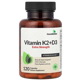 Futurebiotics K2+D3, ויטמין K2 ו-D3 במינון גבוה - 120 כמוסות