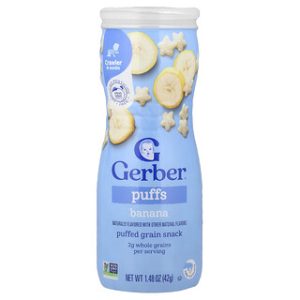 Gerber Puffs בננה- חטיף דגנים תפוחים לזוחלים 8+ חודשים