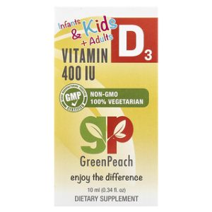 GreenPeach ויטמין D3 400 יחב"ל - לתינוקות, ילדים ומבוגרים