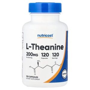 L-Theanine 200 מ"ג - 120 כמוסות Nutricost - שיפור רוגע