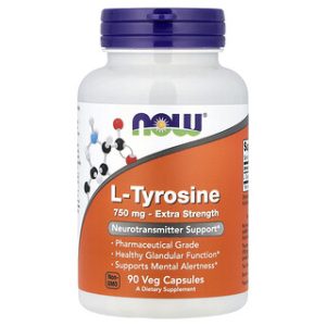 L-Tyrosine 750 מ"ג , NOW Foods , 90 כמוסות טבעוניות