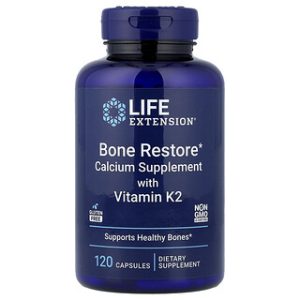 Life Extension Bone Restore - תוסף סידן עם K2 - 120 כמוסות