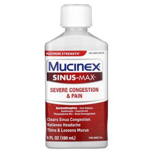 Mucinex Sinus-Max, הקלה מצוננת קשה לבני 12+ - 180 מ"ל