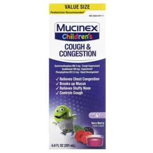 Mucinex לילדים - שיעול וגודש, 4+ - טעם פירות יער