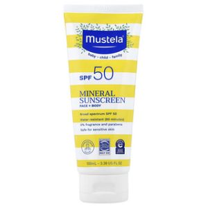 Mustela קרם הגנה מינרלי SPF 50 - פנים + גוף