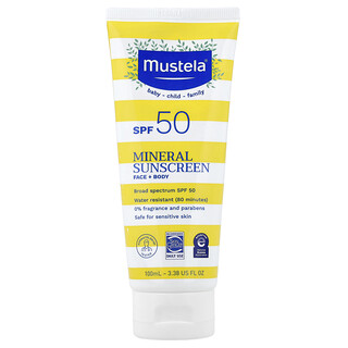 Mustela קרם הגנה מינרלי SPF 50 - פנים + גוף