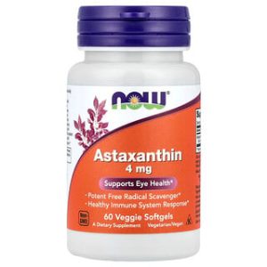 NOW Astaxanthin 4 מ"ג - 60 כמוסות - נוגד חמצון חזק
