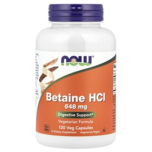 NOW Foods Betaine HCl - תוסף עיכול 120 כמוסות