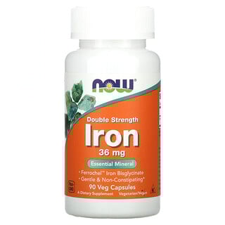 NOW Foods Iron 36mg - תוסף ברזל טבעוני 90 כמוסות