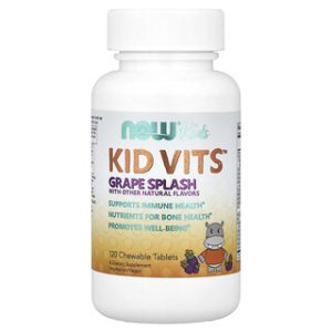 NOW Foods Kid Vits - טבליות לעיסה בטעם ענבים - 120 יח'