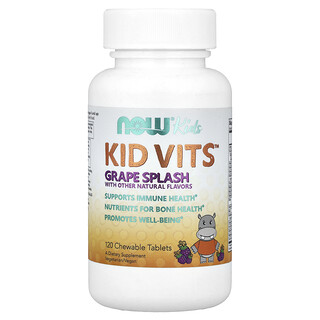NOW Foods Kid Vits - טבליות לעיסה בטעם ענבים - 120 יח'