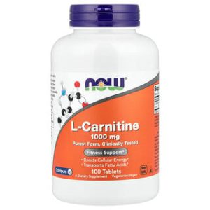 NOW Foods L-Carnitine 1000 מ"ג - 100 טבליות - תוסף תזונה