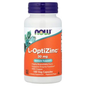NOW Foods L-OptiZinc 100 כמוסות - תוסף אבץ איכותי