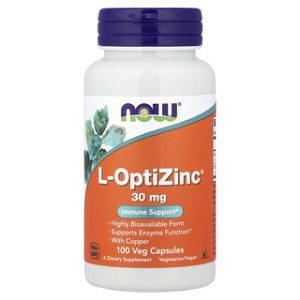 NOW Foods L-OptiZinc 100 כמוסות - תוסף אבץ טבעי