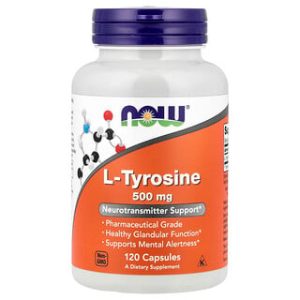 NOW Foods L-Tyrosine 500mg - 120 כמוסות - תמיכה במוח