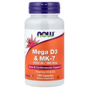 NOW Foods Mega D3 & MK-7 - ויטמין D3 K2 לתמיכה בעצמות