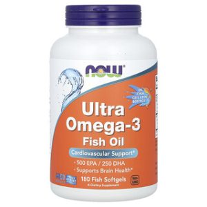 NOW Foods Ultra Omega-3 - שמן דגים, 180 כמוסות