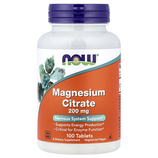 NOW Magnesium Citrate 200mg - 100 טבליות
