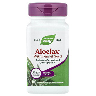 Natures Way Aloelax - 100 כמוסות טבעוניות לשיפור העיכול