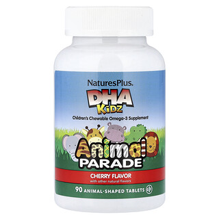 NaturesPlus Animal Parade DHA - אומגה 3 לילדים בטעם דובדבן