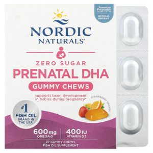 Nordic Naturals DHA להריון - ללא סוכר - גומי תות-תפוז
