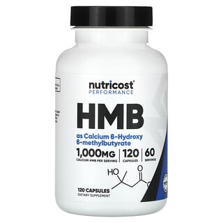 Nutricost HMB 500 מ"ג - תוסף כוח וביצועים , 120 כמוסות