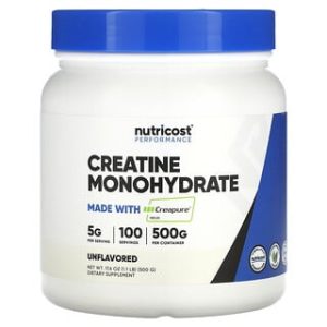 Nutricost קריאטין מונוהידראט - 500 גרם , ללא טעם , תוסף ספורט