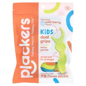 Plackers Kids Dual Gripz-חוט דנטלי לילדים-פרי ברא