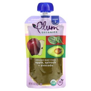 Plum Organics - מזון תינוקות אורגני תפוח, תרד ואבוקדו