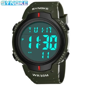 SYNOKE שעון ספורט דיגיטלי עמיד במים לגבר