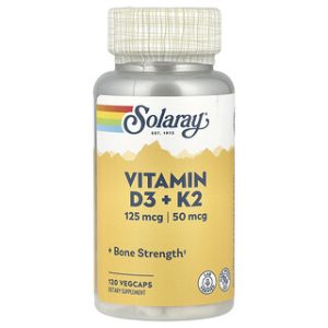 Solaray Vitamin D3+K2 120 VegCaps - תוסף חיוני לבריאות