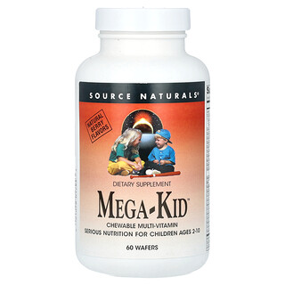 Source Naturals Mega-Kid מולטי-ויטמין לילדים - 60 וופלים