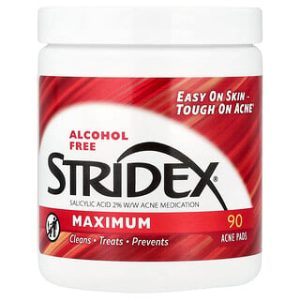 Stridex ללא אלכוהול - 90 פדים לטיפול בפצעי אקנה
